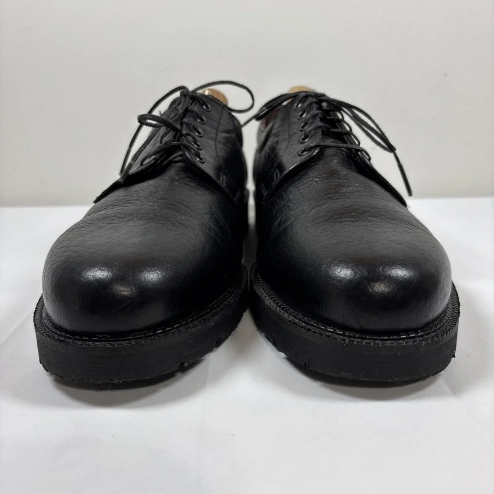 H.S. TRASK Mens 12W Black Authentic Bison Leather Oxford Derby Shoes 1151 USA